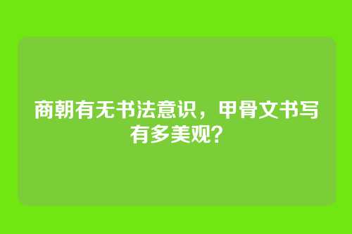 商朝有无书法意识,甲骨文书写有多美观?