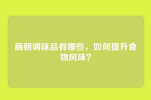 商朝调味品有哪些,如何提升食物风味?