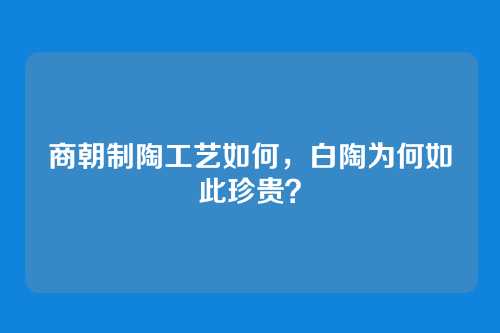 商朝制陶工艺如何,白陶为何如此珍贵?