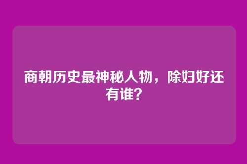 商朝历史最神秘人物，除妇好还有谁？