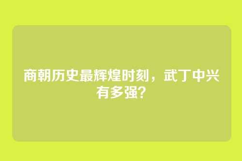 商朝历史最辉煌时刻，武丁中兴有多强？
