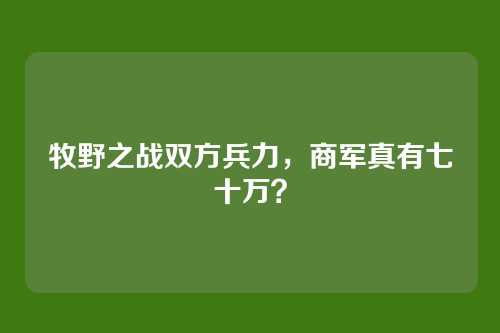 牧野之战双方兵力,商军真有七十万?