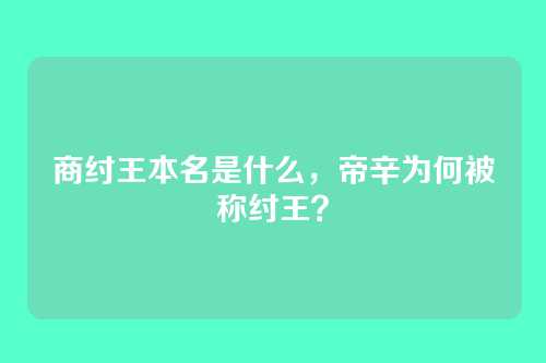 商纣王本名是什么，帝辛为何被称纣王？