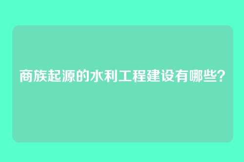 商族起源的水利工程建设有哪些？