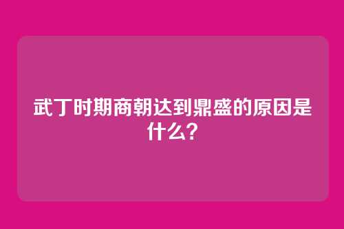 武丁时期商朝达到鼎盛的原因是什么？