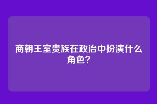 商朝王室贵族在政治中扮演什么角色?