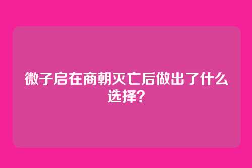 微子启在商朝灭亡后做出了什么选择?