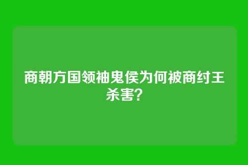 商朝方国领袖鬼侯为何被商纣王杀害?