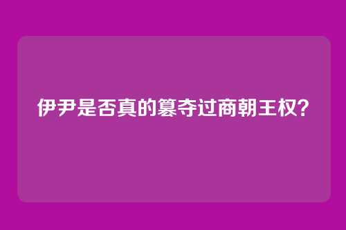 伊尹是否真的篡夺过商朝王权？