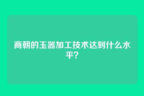 商朝的玉器加工技术达到什么水平？