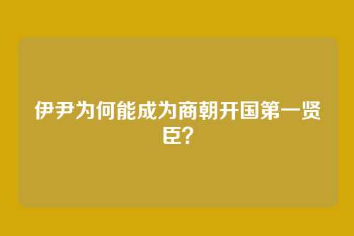 伊尹为何能成为商朝开国第一贤臣？