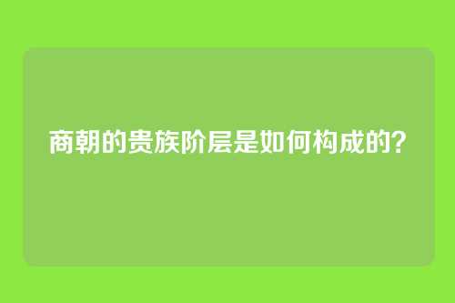 商朝的贵族阶层是如何构成的？