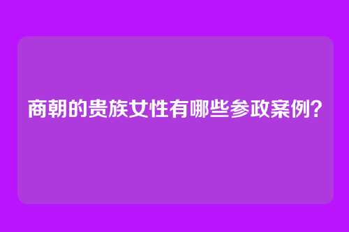 商朝的贵族女性有哪些参政案例？
