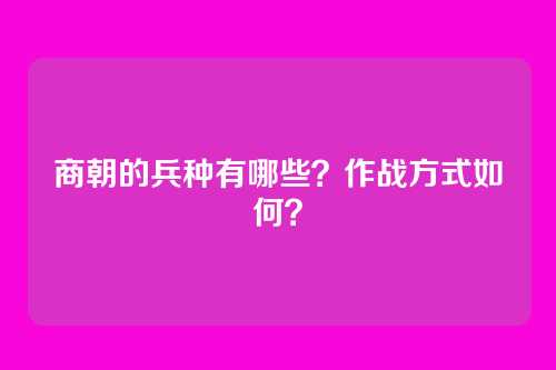 商朝的兵种有哪些？作战方式如何？
