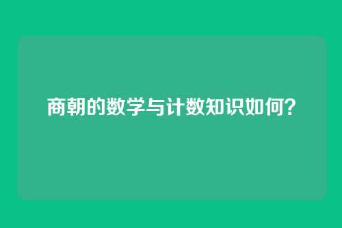 商朝的数学与计数知识如何？