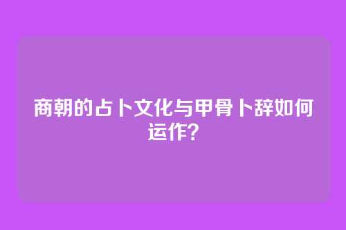 商朝的占卜文化与甲骨卜辞如何运作？