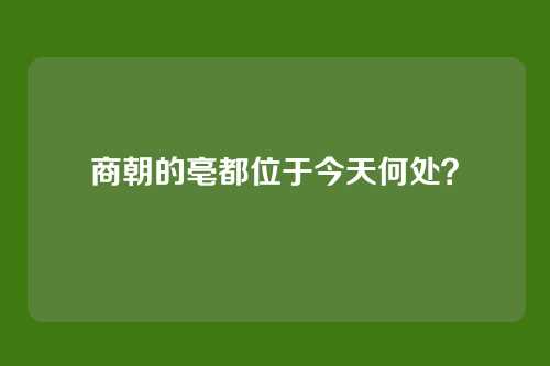 商朝的亳都位于今天何处？