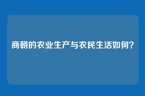 商朝的农业生产与农民生活如何？