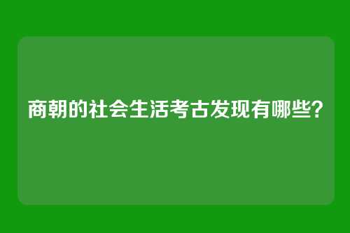 商朝的社会生活考古发现有哪些?
