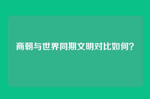 商朝与世界同期文明对比如何？