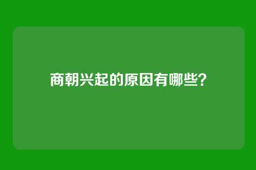 商朝兴起的原因有哪些?