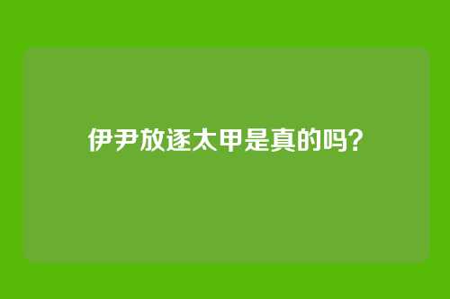 伊尹放逐太甲是真的吗?