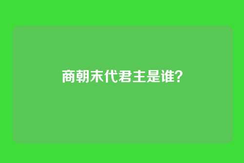 商朝末代君主是谁?