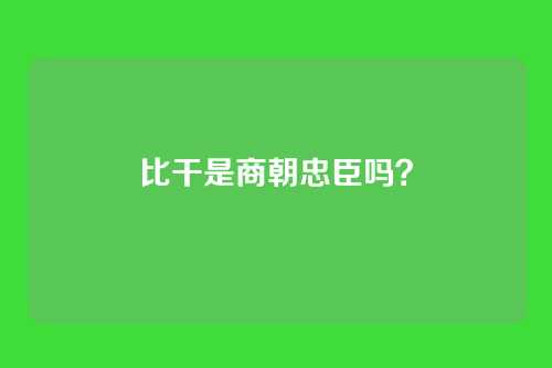 比干是商朝忠臣吗?