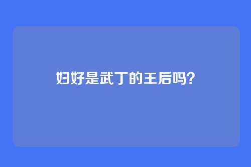 妇好是武丁的王后吗?