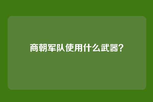 商朝军队使用什么武器?