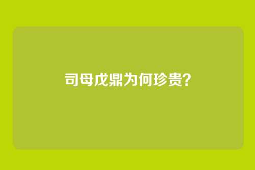 司母戊鼎为何珍贵?