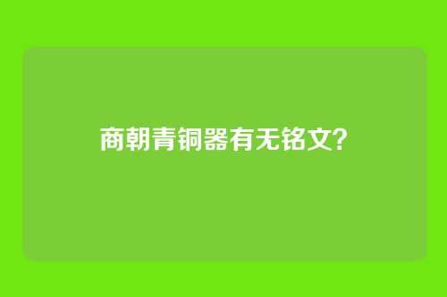 商朝青铜器有无铭文？