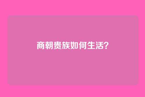 商朝贵族如何生活?