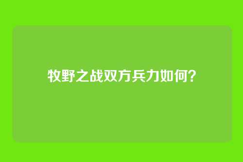牧野之战双方兵力如何?