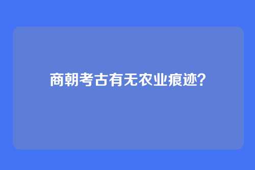 商朝考古有无农业痕迹？
