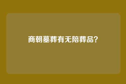 商朝墓葬有无陪葬品？