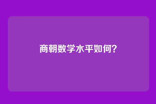 商朝数学水平如何?