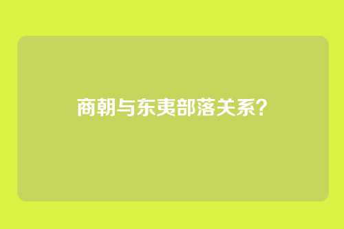 商朝与东夷部落关系？