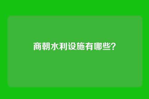 商朝水利设施有哪些？