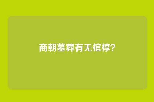 商朝墓葬有无棺椁？