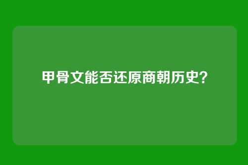 甲骨文能否还原商朝历史？