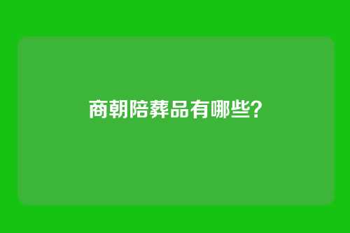 商朝陪葬品有哪些？