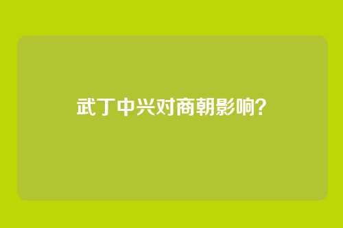 武丁中兴对商朝影响？
