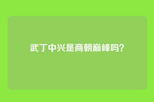 武丁中兴是商朝巅峰吗?