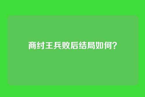 商纣王兵败后结局如何?