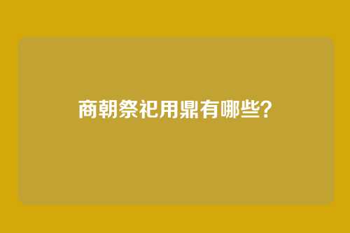 商朝祭祀用鼎有哪些?