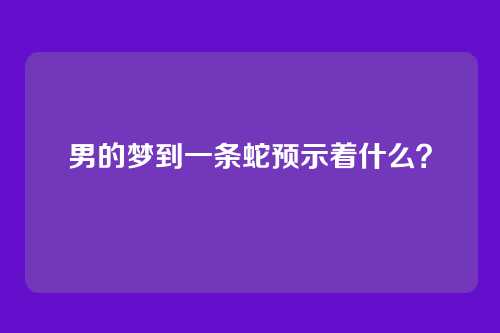 男的梦到一条蛇预示着什么？