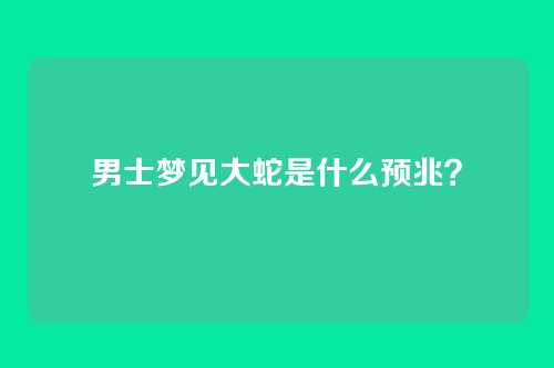 男士梦见大蛇是什么预兆？