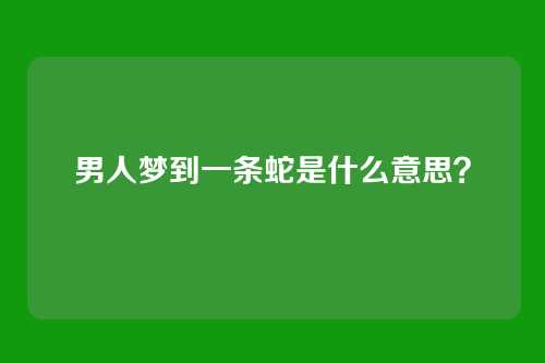 男人梦到一条蛇是什么意思?