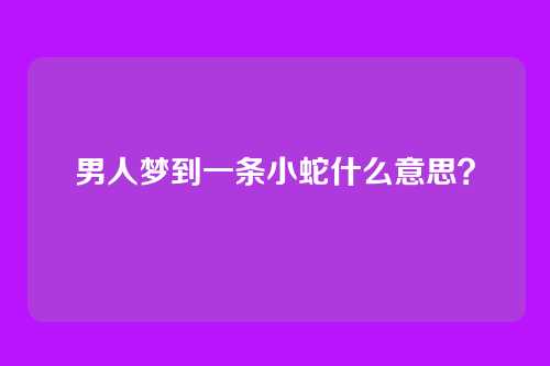 男人梦到一条小蛇什么意思?